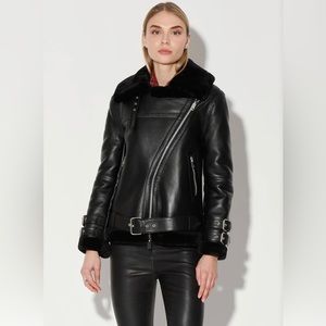 Black Bria Leather Shearling Moto Jacket - NWT - by Walter Baker